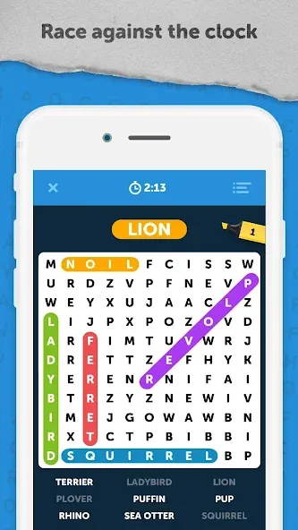 Infinite Word Search Puzzles (Инфинити ворд срч пазлы) МОД/Взлом [Меню, Бесконечные монеты и Открытые уровни] Screenshot 1