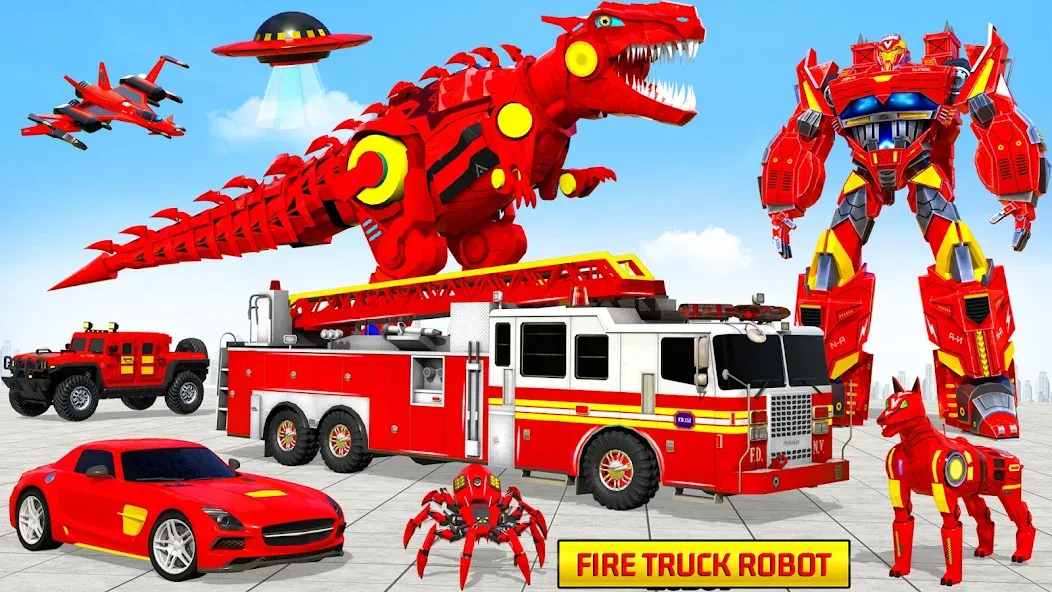 Fire Truck Robot Car Game МОД/Взлом [Много монет, Открытые уровни и Мега MOD] Screenshot 2