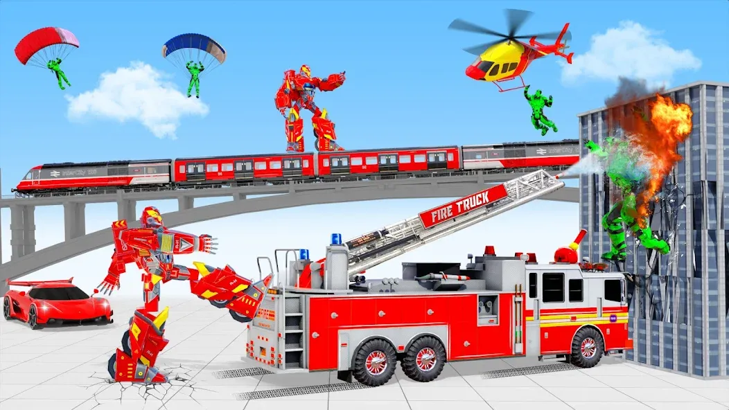 Fire Truck Robot Car Game МОД/Взлом [Много монет, Открытые уровни и Мега MOD] Screenshot 3