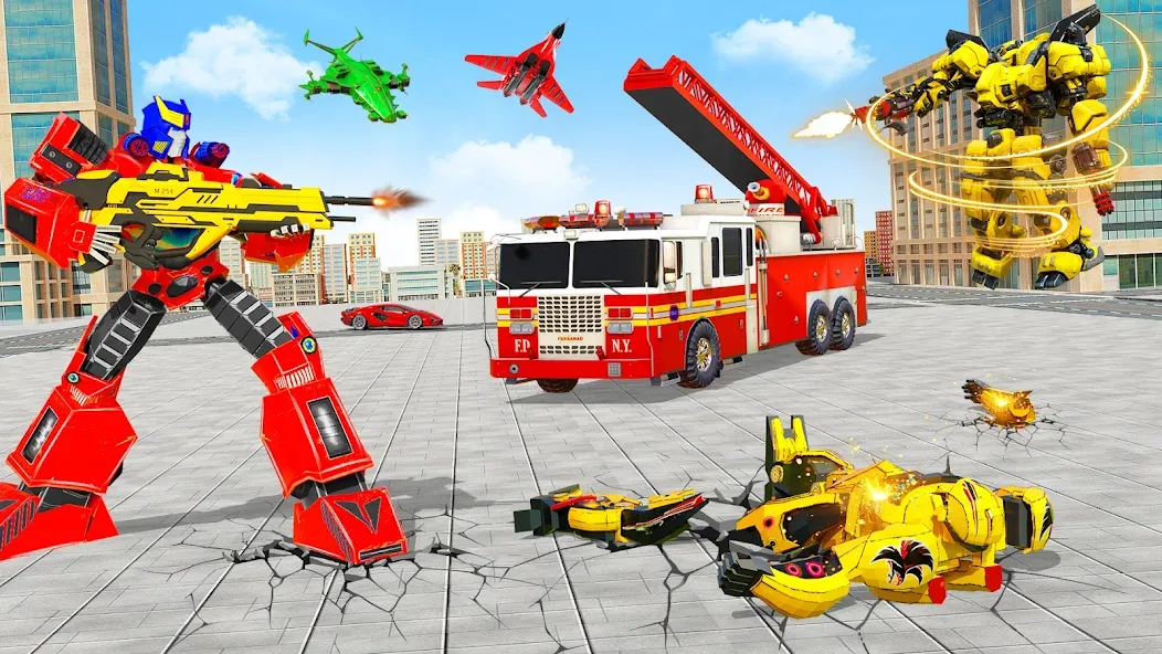 Fire Truck Robot Car Game МОД/Взлом [Много монет, Открытые уровни и Мега MOD] Screenshot 5