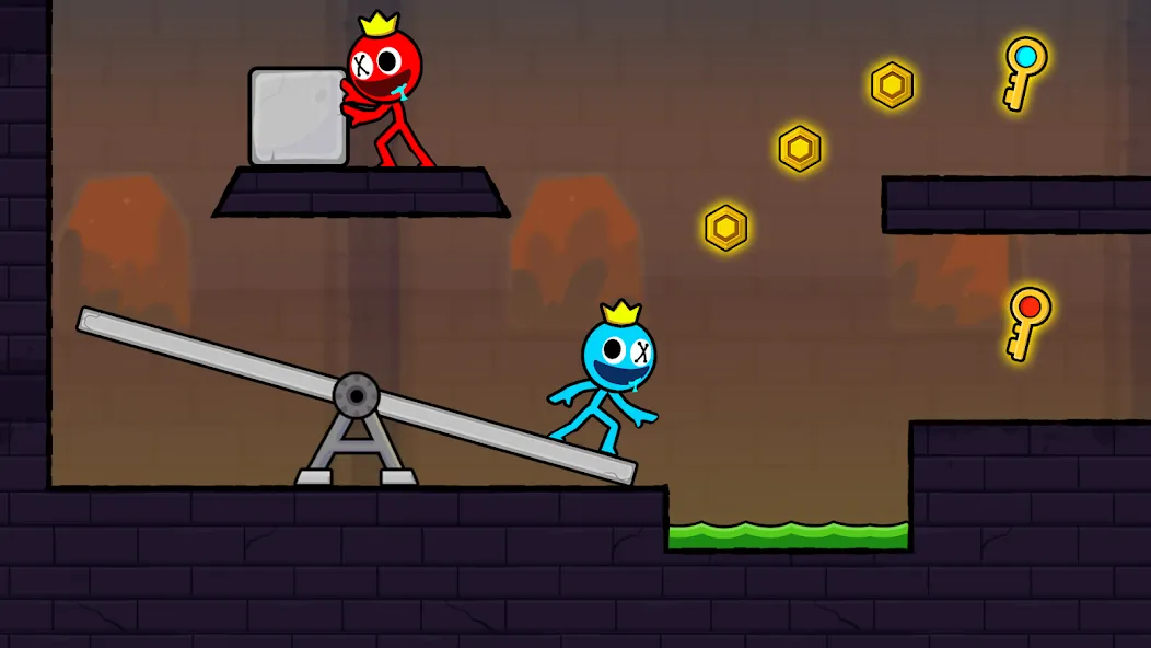 Red and Blue Stickman 2024 (Ред энд Блу Стикмен 2) МОД/Взлом [Деньги, Монеты и Меню MOD] Screenshot 2