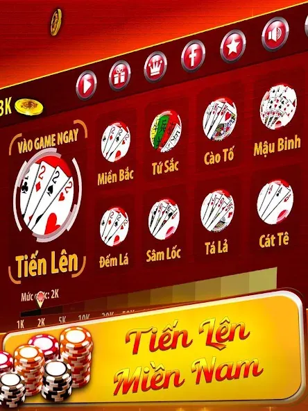 Tiến Lên Miền Nam - Tien Len МОД/Взлом [Деньги, Монеты и Меню MOD] Screenshot 1