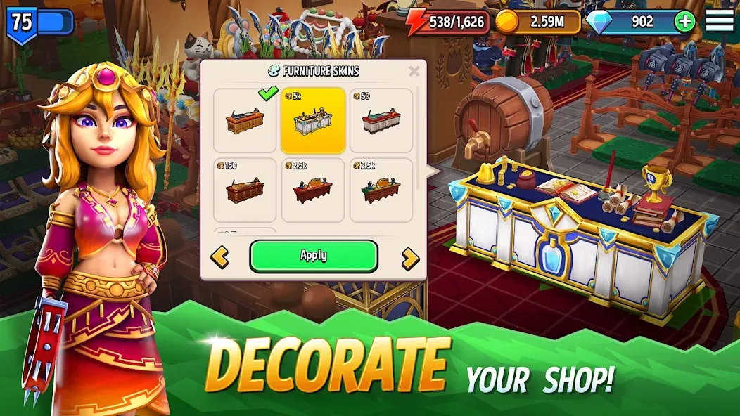 Shop Titans: RPG Idle Tycoon (Шоп Тайтанс) МОД/Взлом [Бесконечные деньги, Монеты и Мега MOD] Screenshot 3