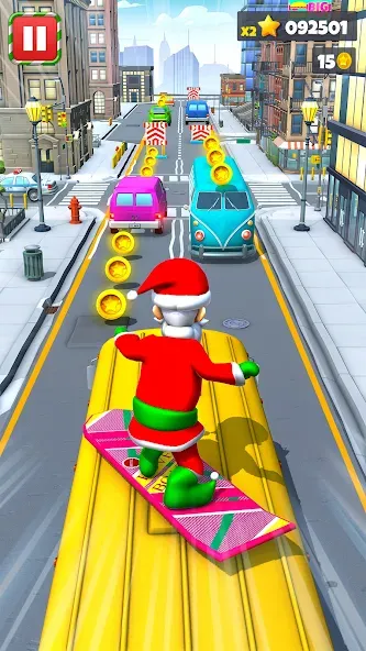 Xmas Santa Surfer Running Game (Ксмас Санта Серфер Раннинг Гейм) МОД/Взлом [Много монет, Открытые уровни и Мега MOD] Screenshot 1