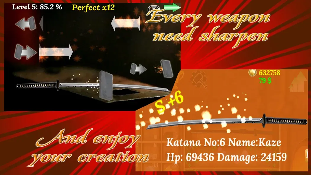 Katana Collection : blacksmith МОД/Взлом [Деньги, Монеты и Меню MOD] Screenshot 4