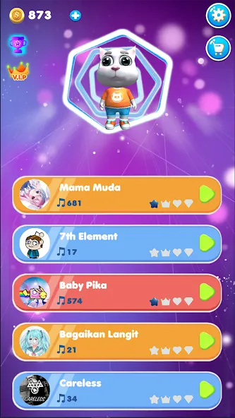 EDM Tom: Cat Dancing Tiles (ЭДМ Том) МОД/Взлом [Меню, Бесконечные монеты и Открытые уровни] Screenshot 1
