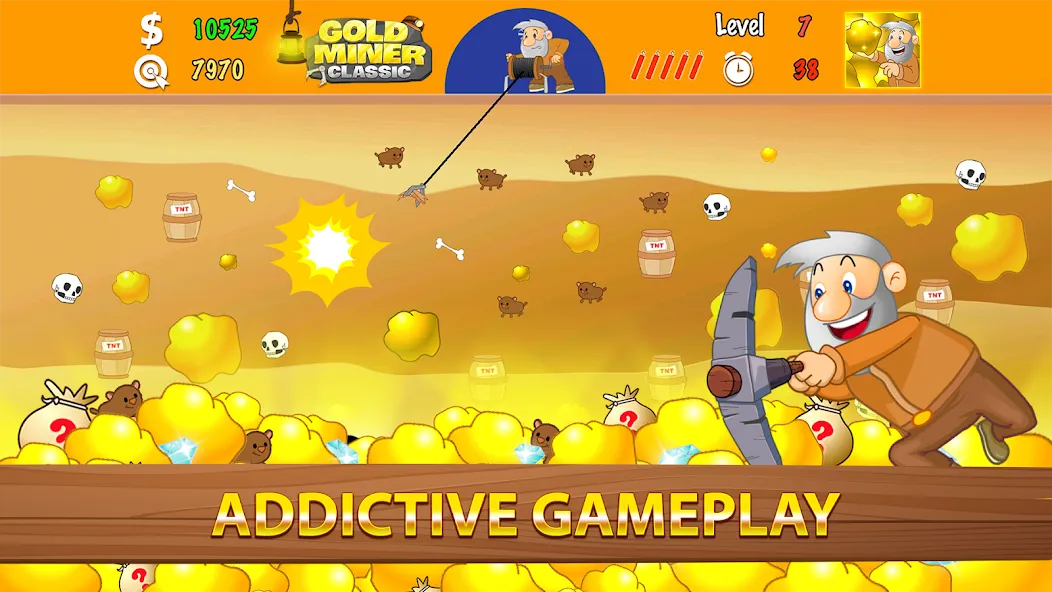 Gold Miner Classic: Gold Rush (Голд Майнер Классик) МОД/Взлом [Деньги, Монеты и Меню MOD] Screenshot 2