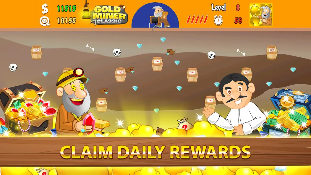 Gold Miner Classic: Gold Rush (Голд Майнер Классик) МОД/Взлом [Деньги, Монеты и Меню MOD] Screenshot 5