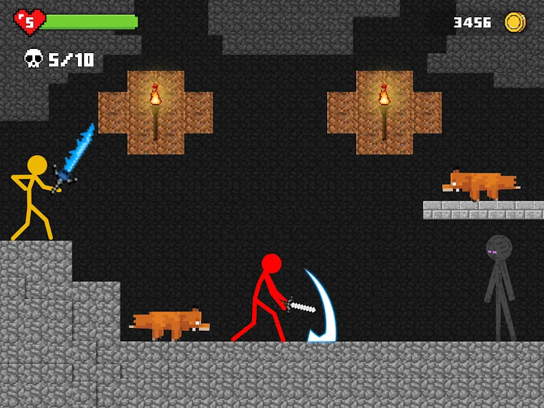 Stick-man Battle - Craft World МОД/Взлом [Меню, Бесконечные монеты и Открытые уровни] Screenshot 1