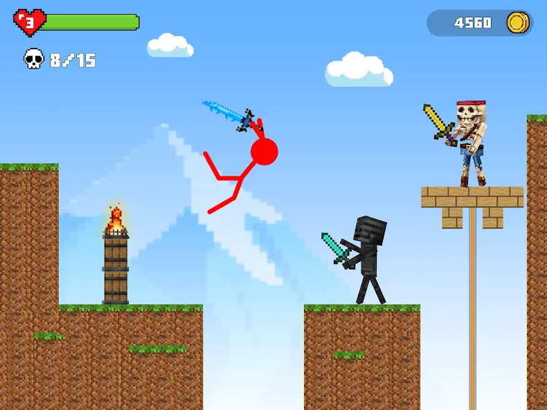 Stick-man Battle - Craft World МОД/Взлом [Меню, Бесконечные монеты и Открытые уровни] Screenshot 2
