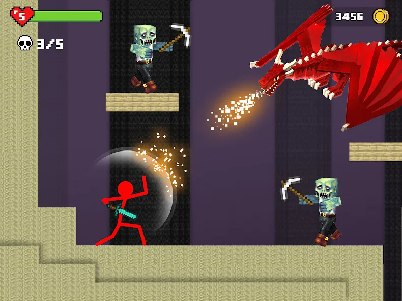 Stick-man Battle - Craft World МОД/Взлом [Меню, Бесконечные монеты и Открытые уровни] Screenshot 4