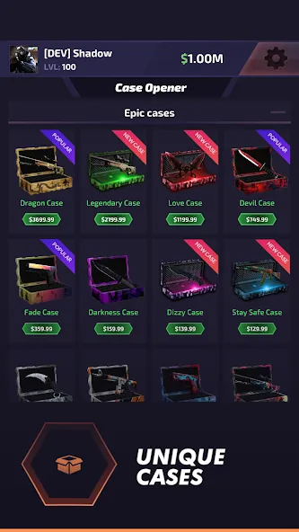 Case Battle: Skins Simulator (Кейс Батл) МОД/Взлом [Деньги, Монеты и Меню MOD] Screenshot 1