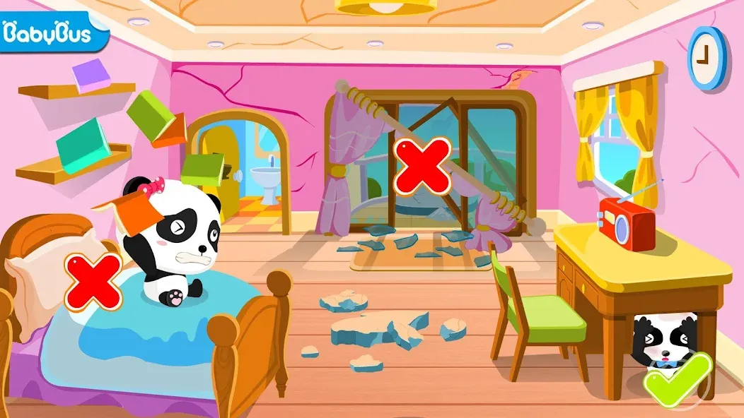 Baby Panda Earthquake Safety 1 МОД/Взлом [Все открыто, Дополнительные деньги и Меню MOD] Screenshot 1