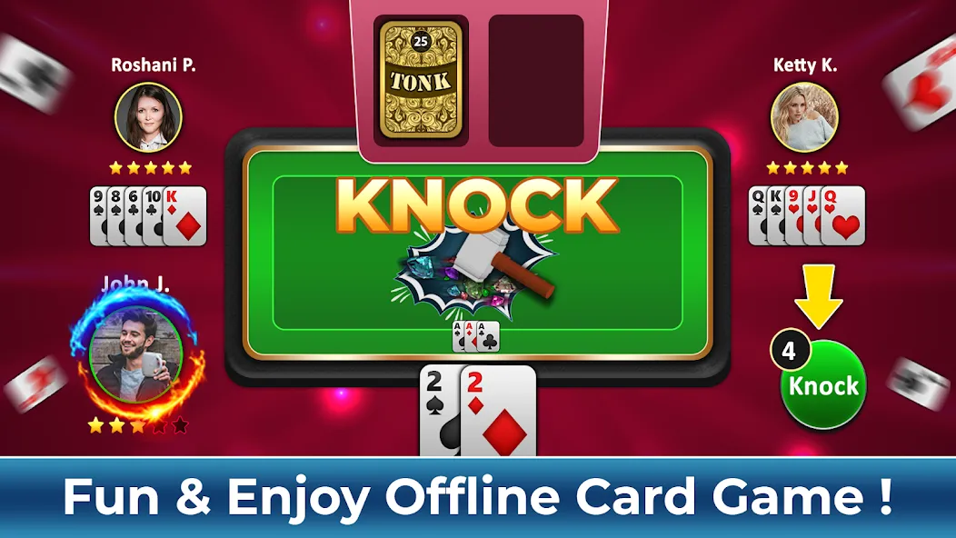 Tonk Rummy Card Game (Тонк Рамми карточная игра) МОД/Взлом [Меню, Бесконечные монеты и Открытые уровни] Screenshot 5