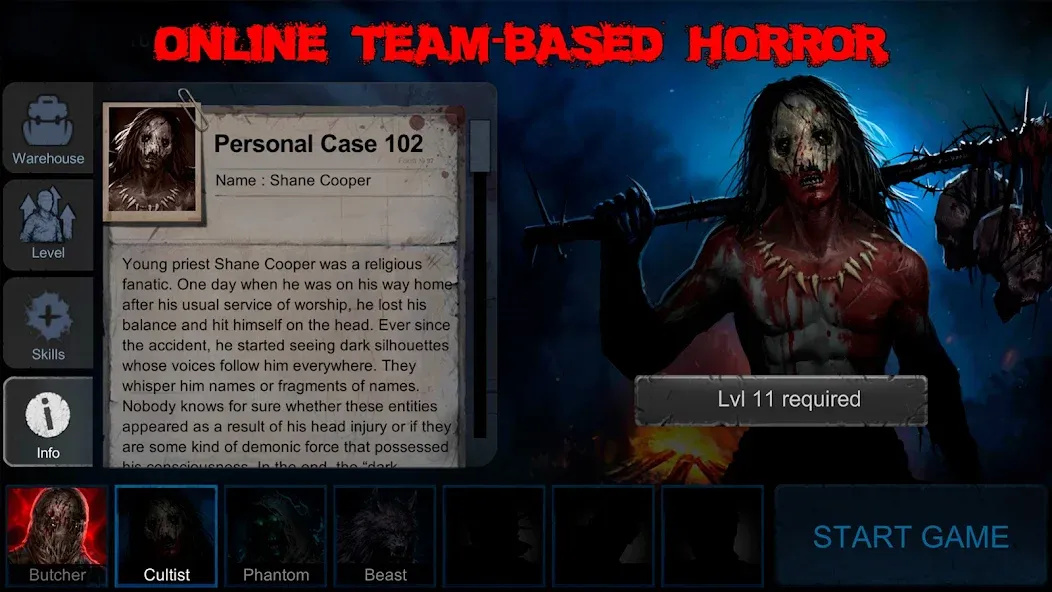Horrorfield Multiplayer horror (Хоррорфилд) МОД/Взлом [Все открыто, Дополнительные деньги и Меню MOD] Screenshot 1