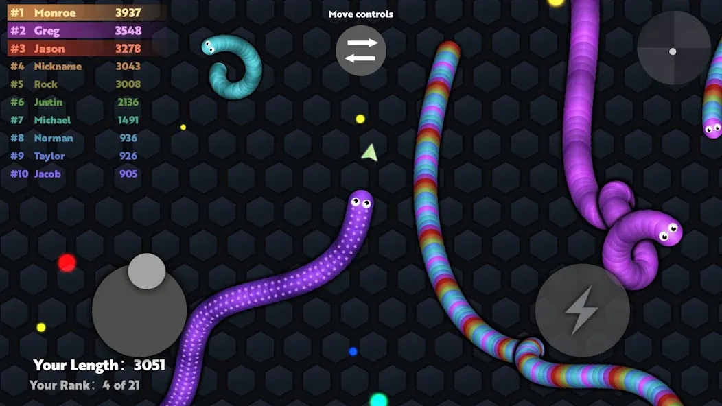 Slide.io - Hungry Snake Game МОД/Взлом [Много денег, Монет и Все открыто] Screenshot 3