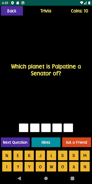 Quiz For SW Fans (Квиз для фанатов ЗВЗ) МОД/Взлом [Меню, Бесконечные монеты и Открытые уровни] Screenshot 1
