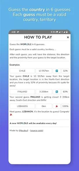 Worldle - Guess the Country (Ворлдле) МОД/Взлом [Все открыто, Дополнительные деньги и Меню MOD] Screenshot 3