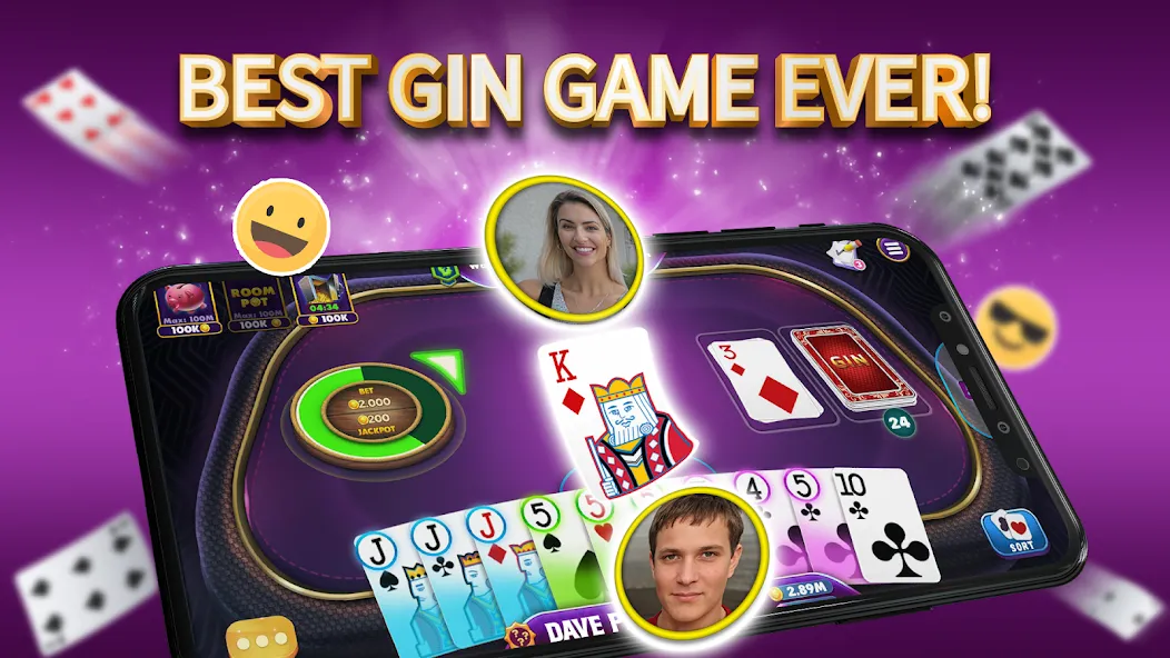 Gin Rummy Elite: Online Game (Джин Рамми) МОД/Взлом [Все открыто, Дополнительные деньги и Меню MOD] Screenshot 1