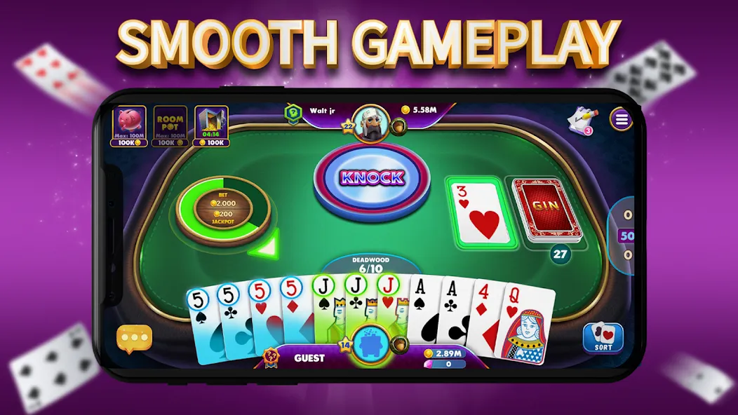 Gin Rummy Elite: Online Game (Джин Рамми) МОД/Взлом [Все открыто, Дополнительные деньги и Меню MOD] Screenshot 2