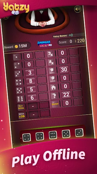 Yatzy - Offline Dice Games (Ятзи) МОД/Взлом [Деньги, Монеты и Меню MOD] Screenshot 1