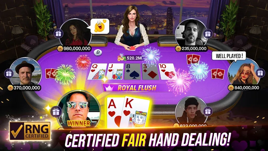 Poker Fever - Win your Fame (Покер Клаш) МОД/Взлом [Меню, Бесконечные монеты и Открытые уровни] Screenshot 1