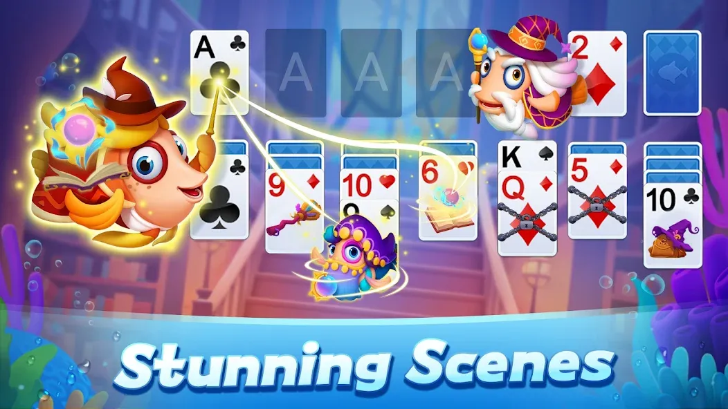 Solitaire 3D Fish МОД/Взлом [Все открыто, Дополнительные деньги и Меню MOD] Screenshot 3