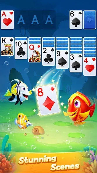 Solitaire 3D Fish МОД/Взлом [Все открыто, Дополнительные деньги и Меню MOD] Screenshot 4