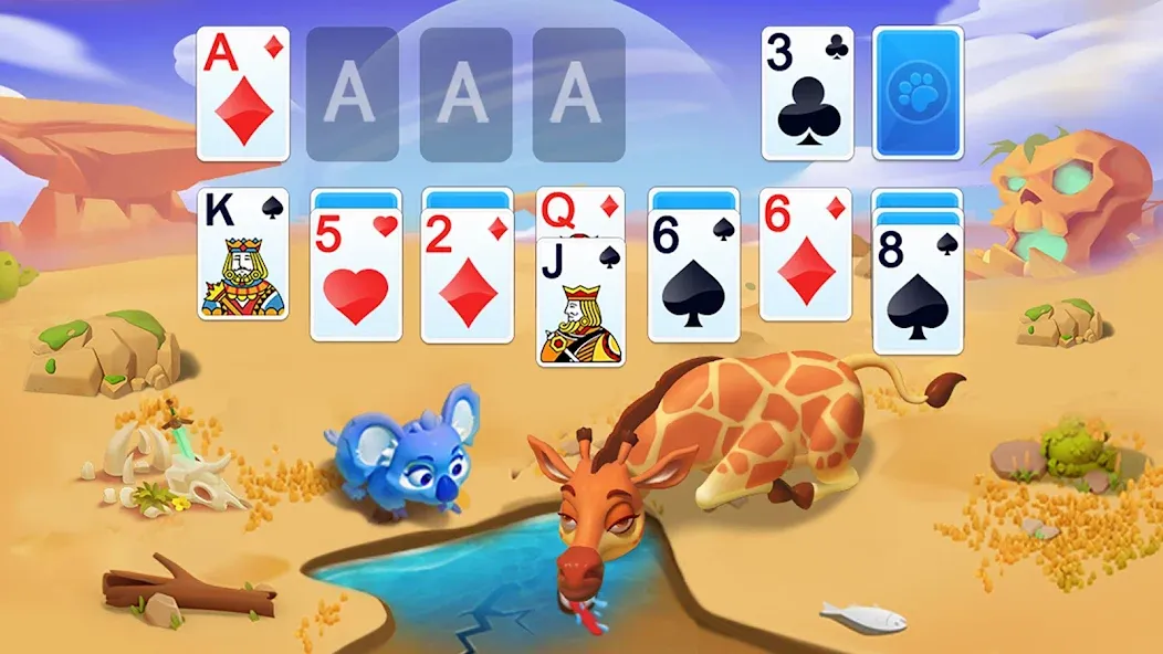 Solitaire - Wild Park МОД/Взлом [Меню, Бесконечные монеты и Открытые уровни] Screenshot 1