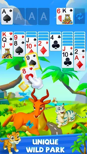 Solitaire - Wild Park МОД/Взлом [Меню, Бесконечные монеты и Открытые уровни] Screenshot 4