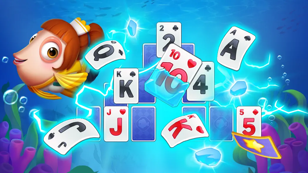 Solitaire TriPeaks Fish (Солитер ТриПикс Рыбка) МОД/Взлом [Все открыто, Дополнительные деньги и Меню MOD] Screenshot 2