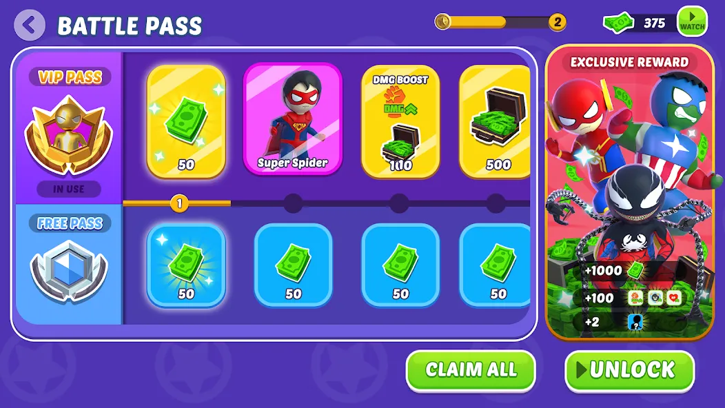 Stick Hero: Comic Superhero (Стик Хиро) МОД/Взлом [Много монет, Открытые уровни и Мега MOD] Screenshot 4