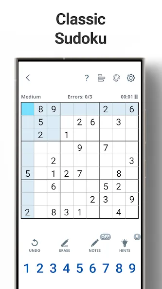 Sudoku Levels: Daily Puzzles МОД/Взлом [Деньги, Монеты и Меню MOD] Screenshot 1