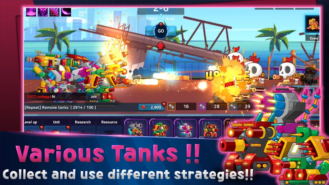 Mini Robot Tank : idle (Мини Робот Танк) МОД/Взлом [Меню, Бесконечные монеты и Открытые уровни] Screenshot 2
