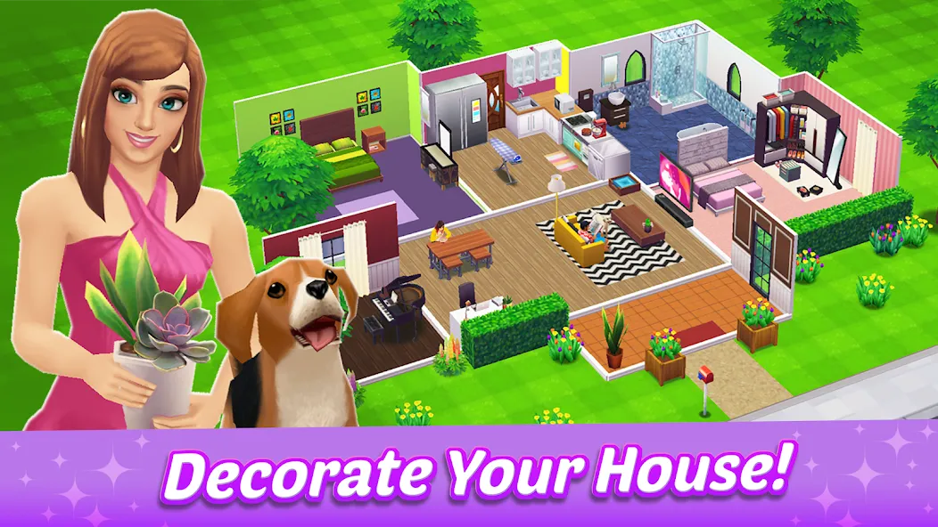 Home Street - Dream House Sim МОД/Взлом [Деньги, Монеты и Меню MOD] Screenshot 1