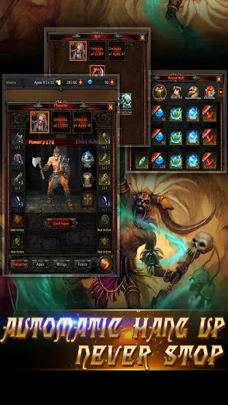 Dark God of War：Idle AFK RPG МОД/Взлом [Меню, Бесконечные монеты и Открытые уровни] Screenshot 4