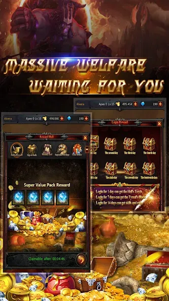 Dark God of War：Idle AFK RPG МОД/Взлом [Меню, Бесконечные монеты и Открытые уровни] Screenshot 5