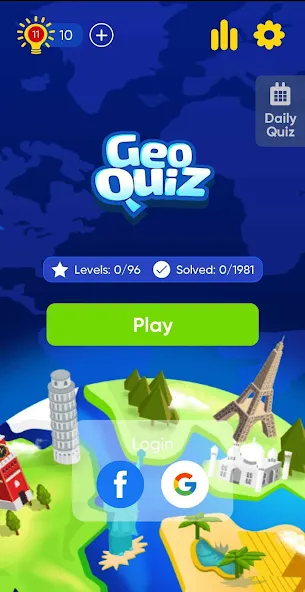 Geo Quiz: World Geo Trivia (Джио Квиз) МОД/Взлом [Деньги, Монеты и Меню MOD] Screenshot 1