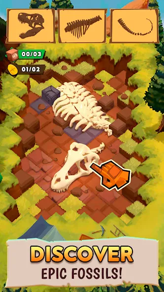 Dino Quest 2: Dinosaur Fossil (Дино Квест 2) МОД/Взлом [Все открыто, Дополнительные деньги и Меню MOD] Screenshot 1