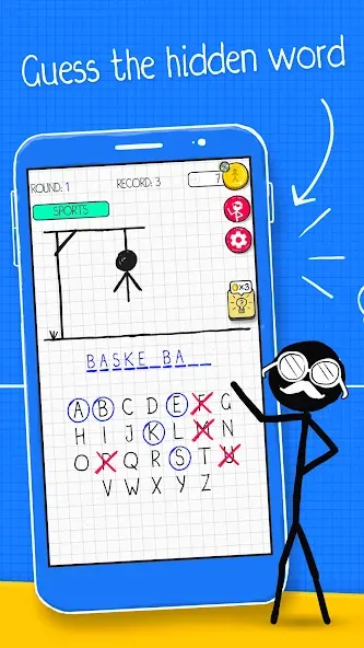 Hangman МОД/Взлом [Деньги, Монеты и Меню MOD] Screenshot 1