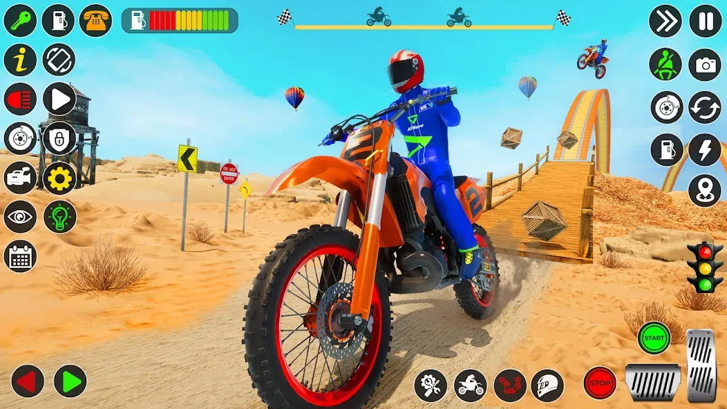Bike Stunt Games Stunt Bike 3D (Байк стант рэмп игра Байк Джамп) МОД/Взлом [Меню, Бесконечные монеты и Открытые уровни] Screenshot 2