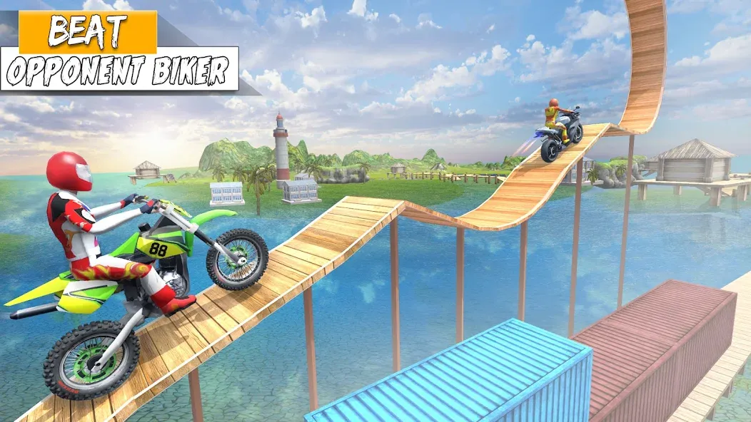 Bike Stunt Games Stunt Bike 3D (Байк стант рэмп игра Байк Джамп) МОД/Взлом [Меню, Бесконечные монеты и Открытые уровни] Screenshot 5