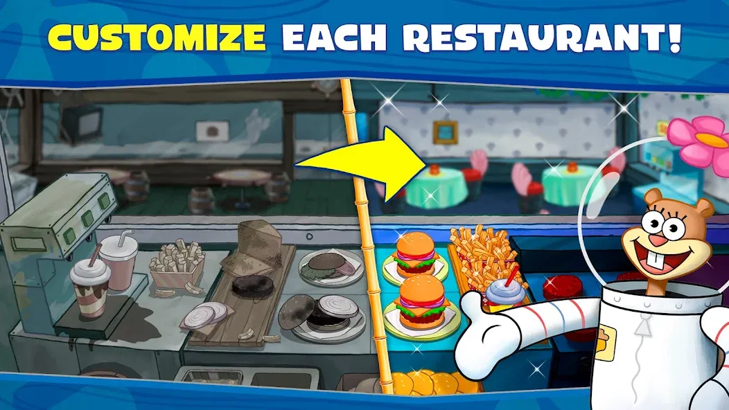 SpongeBob: Krusty Cook-Off МОД/Взлом [Деньги, Монеты и Меню MOD] Screenshot 5