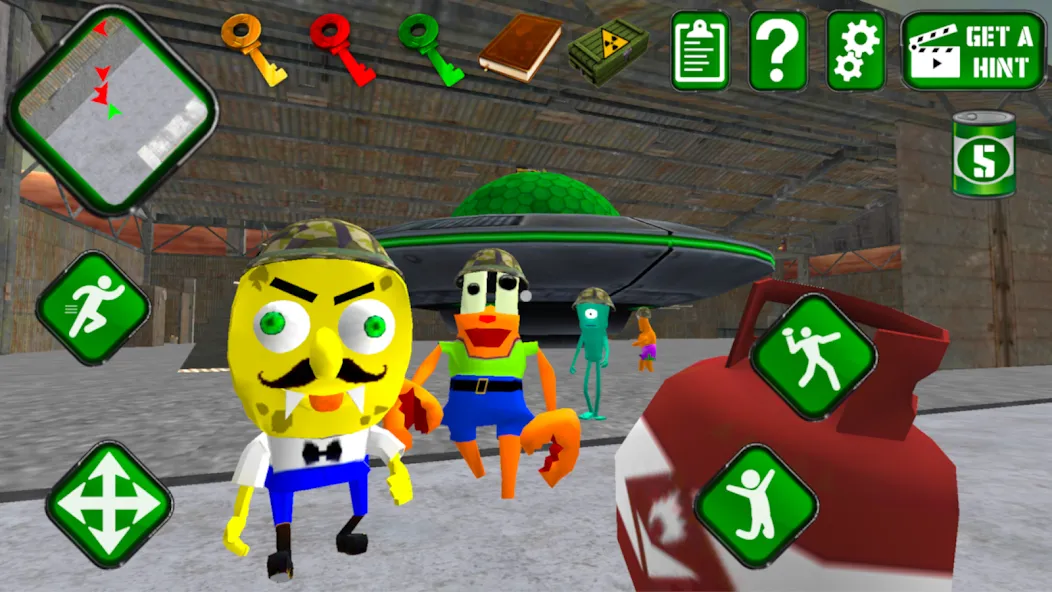Sponge Area 51. Neighbor Alien МОД/Взлом [Меню, Бесконечные монеты и Открытые уровни] Screenshot 3