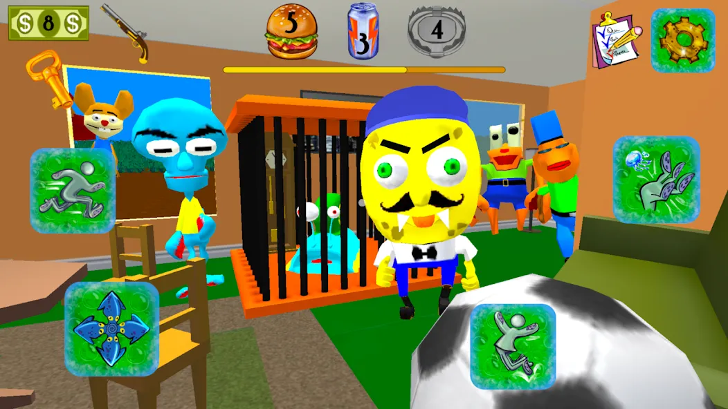 Sponge Neighbor Escape 3D (Спонж Сосед Побег 3D) МОД/Взлом [Меню, Бесконечные монеты и Открытые уровни] Screenshot 2