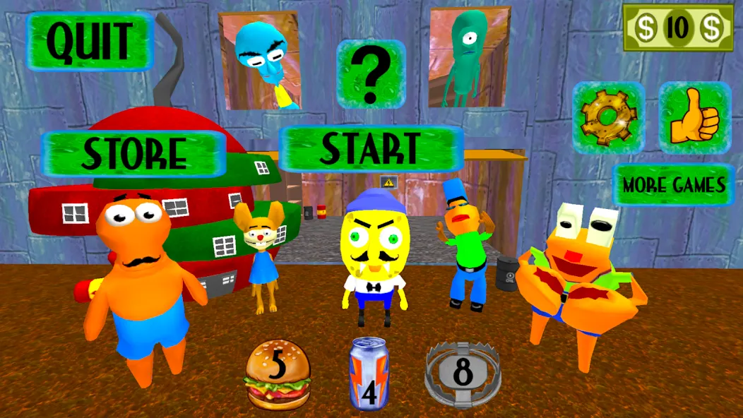 Sponge Neighbor Escape 3D (Спонж Сосед Побег 3D) МОД/Взлом [Меню, Бесконечные монеты и Открытые уровни] Screenshot 5