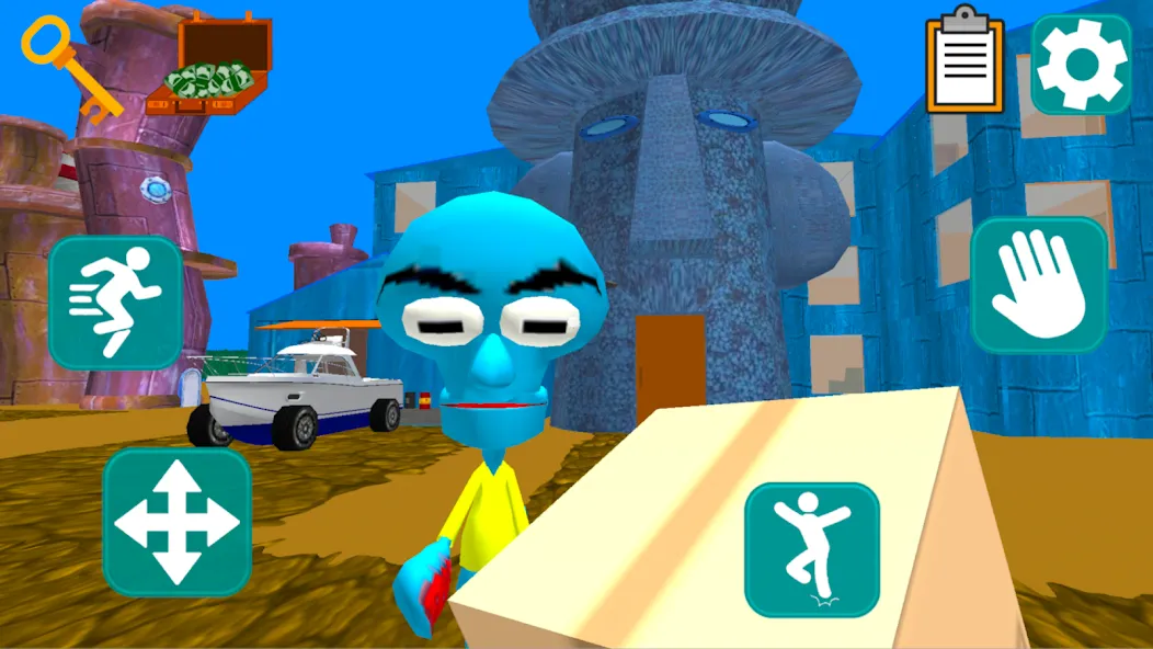 Squid Neighbor. Sponge Escape МОД/Взлом [Меню, Бесконечные монеты и Открытые уровни] Screenshot 1
