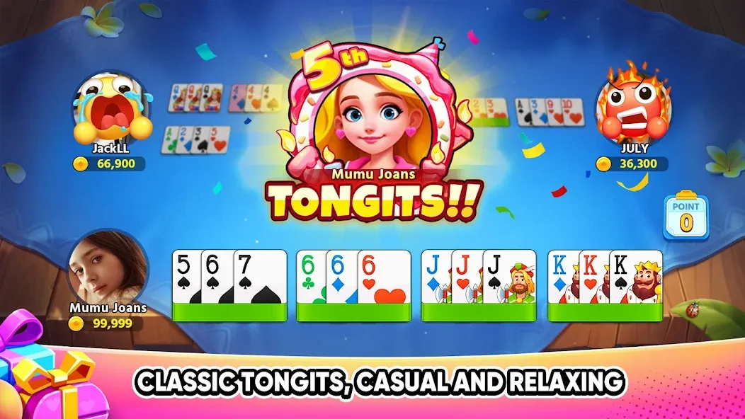 Tongits Go - Mines Slots Pusoy (Тонгитс Го) МОД/Взлом [Деньги, Монеты и Меню MOD] Screenshot 1