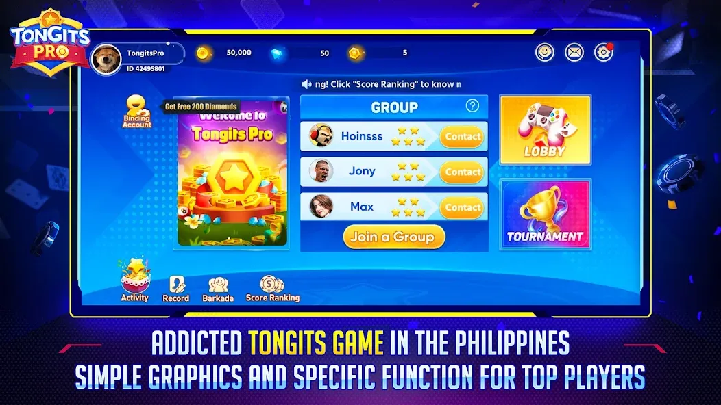 Tongits Pro (Тонгитс Про) МОД/Взлом [Много денег, Монет и Все открыто] Screenshot 1