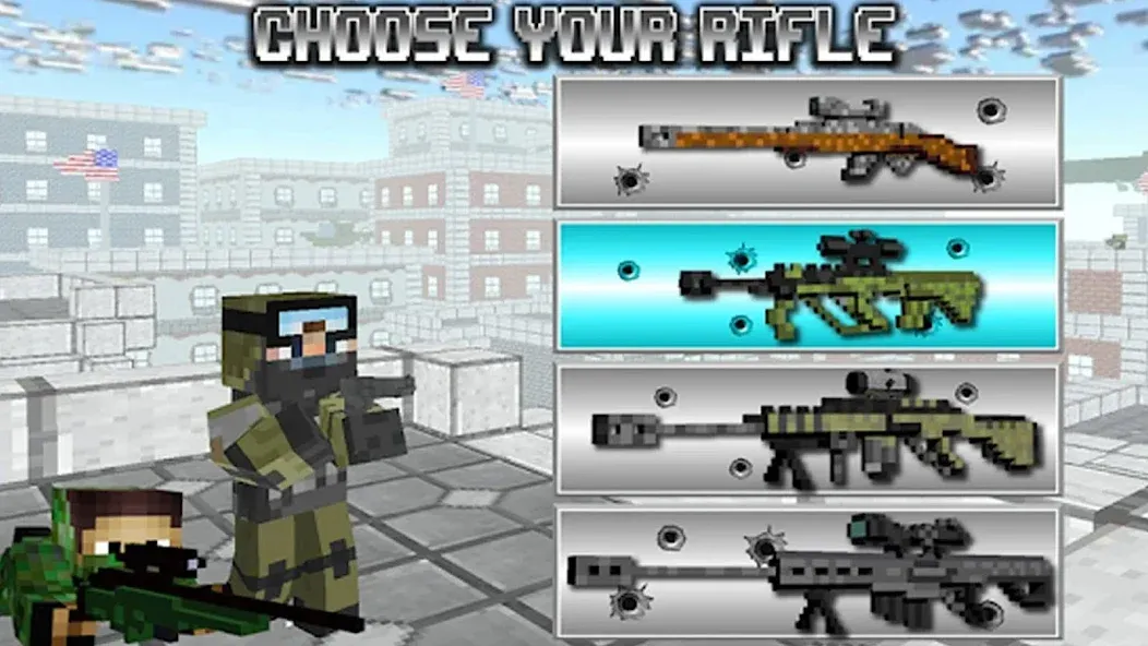 American Block Sniper Survival (Американский блок снайпер выживание) МОД/Взлом [Деньги, Монеты и Меню MOD] Screenshot 1
